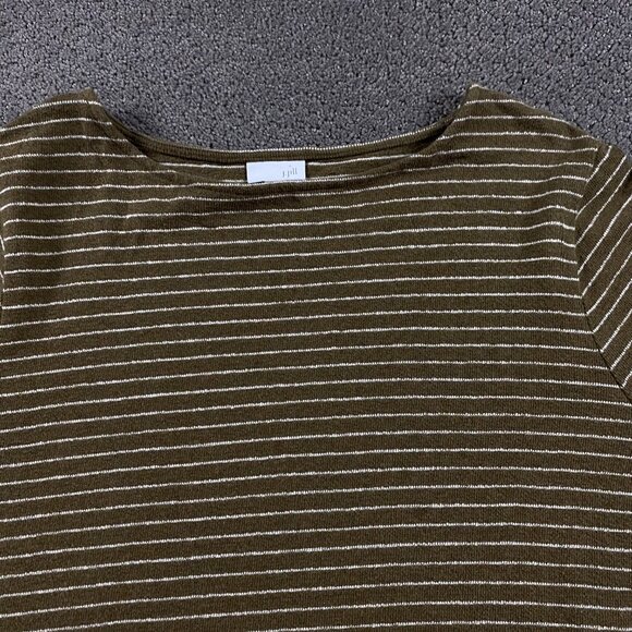J. Jill Cotton Brown Striped Tunic Women's 3X Long Sleeve Vented Hem Sweater - Picture 3 of 10